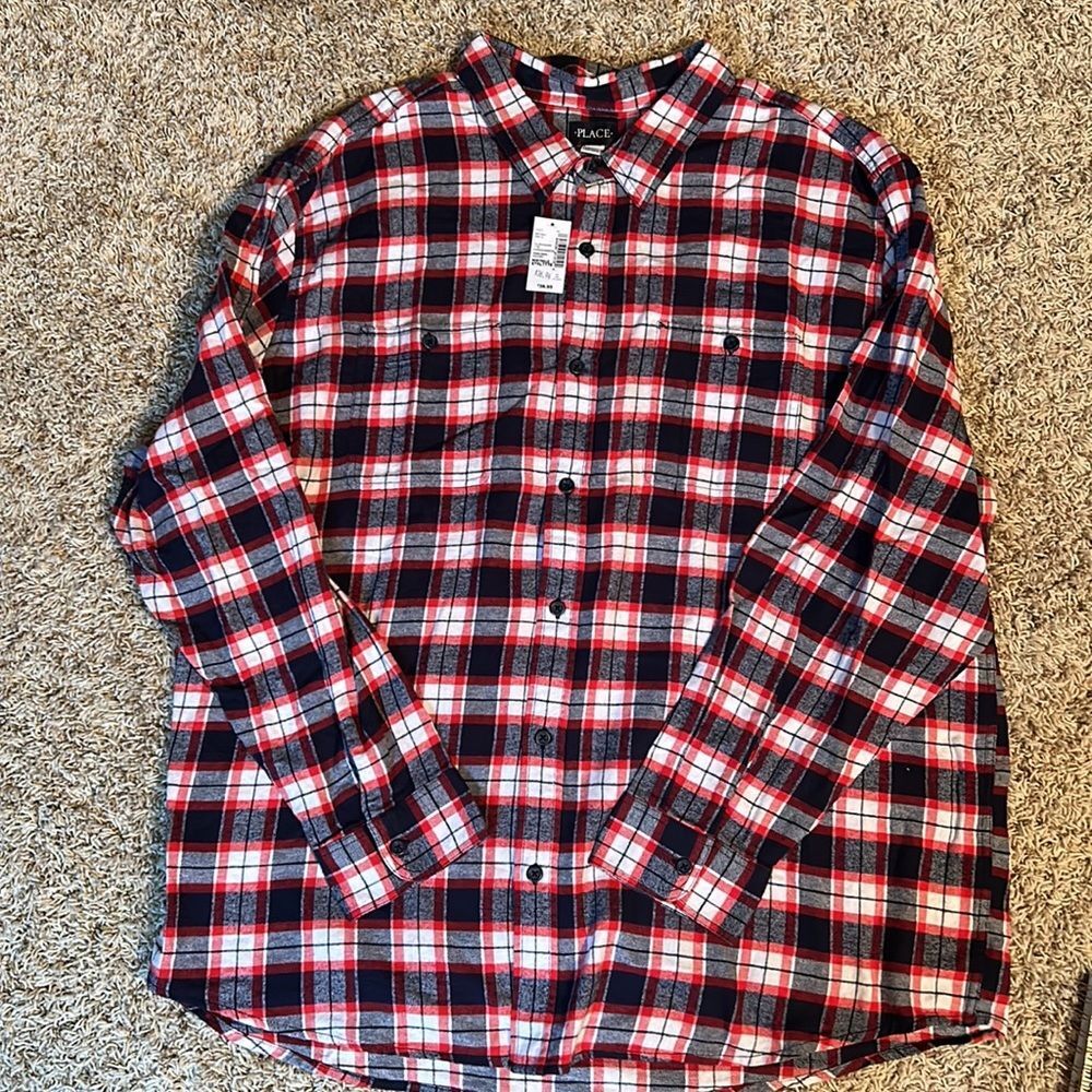 NWT- Place - Men’s Flannel Plaid Button Down - Size XXL